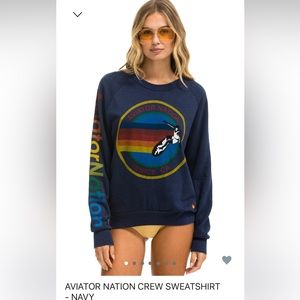 Aviator nation navy crew neck